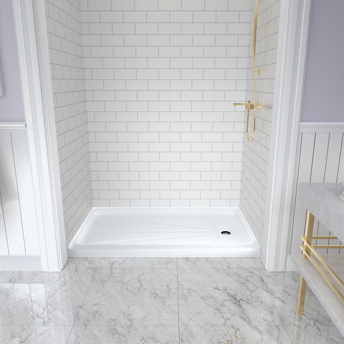 i-Homare 32" X 60" Right Drain Single Threshold Rectangular Shower Base