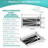 i-Homare 32" X 60" Right Drain Single Threshold Rectangular Shower Base