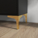 32"W BLACK Sideboard,Side Storage Cabinet with diagonal stripes,Accent Cabinet for Kitchen,Hallway