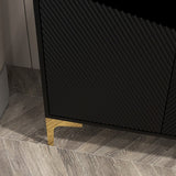 32"W BLACK Sideboard,Side Storage Cabinet with diagonal stripes,Accent Cabinet for Kitchen,Hallway
