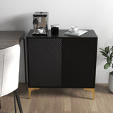 32"W BLACK Sideboard,Side Storage Cabinet with diagonal stripes,Accent Cabinet for Kitchen,Hallway