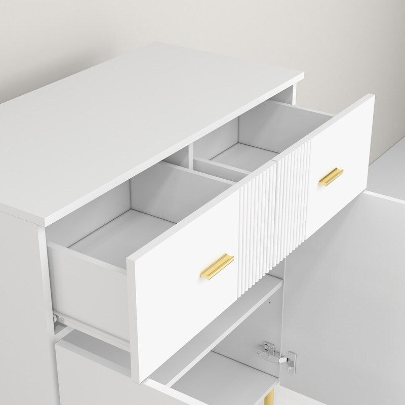 32"W Side Cabinet White Sideboard in Entrance Living Room