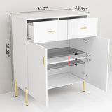 32"W Side Cabinet White Sideboard in Entrance Living Room