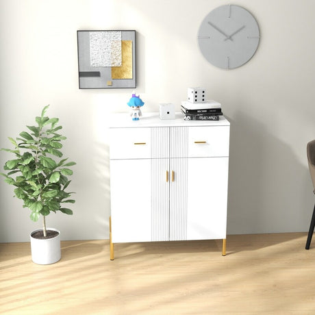 32"W Side Cabinet White Sideboard in Entrance Living Room