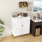 32"W Side Cabinet White Sideboard in Entrance Living Room