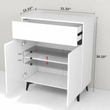 32"W Side Cabinet with Two Doors and One Drawer, White Modern Sideboard, Corridor Storage Cabinets