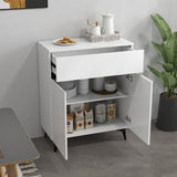 32"W Side Cabinet with Two Doors and One Drawer, White Modern Sideboard, Corridor Storage Cabinets