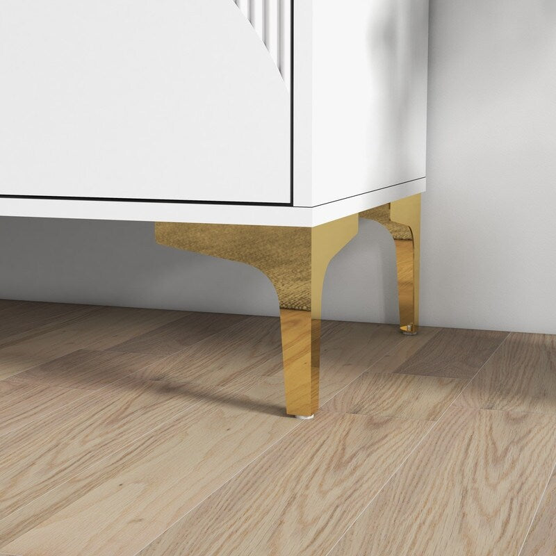 32"W WHITE Sideboard,Side Storage Cabinet with stripes,Accent Cabinet for Kitchen,Hallway,entryway