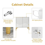 32"W WHITE Sideboard,Side Storage Cabinet with stripes,Accent Cabinet for Kitchen,Hallway,entryway