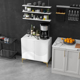 32"W WHITE Sideboard,Side Storage Cabinet with stripes,Accent Cabinet for Kitchen,Hallway,entryway