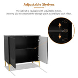 32"W black Sideboard,Side Storage Cabinet with stripes,Accent Cabinet for Kitchen,Hallway,entryway