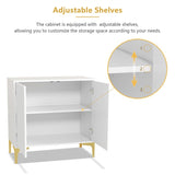 32"W white Sideboard,Side Storage Cabinet with diagonal stripes,Accent Cabinet for Kitchen,Hallway