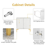 32"W white Sideboard,Side Storage Cabinet with diagonal stripes,Accent Cabinet for Kitchen,Hallway