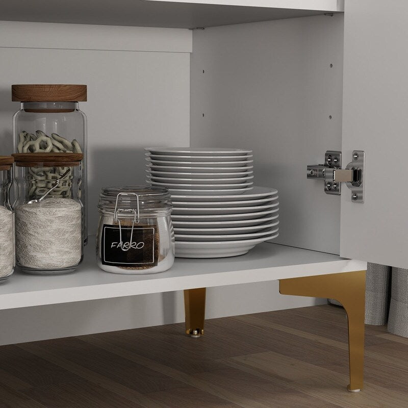 32"W white Sideboard,Side Storage Cabinet with diagonal stripes,Accent Cabinet for Kitchen,Hallway