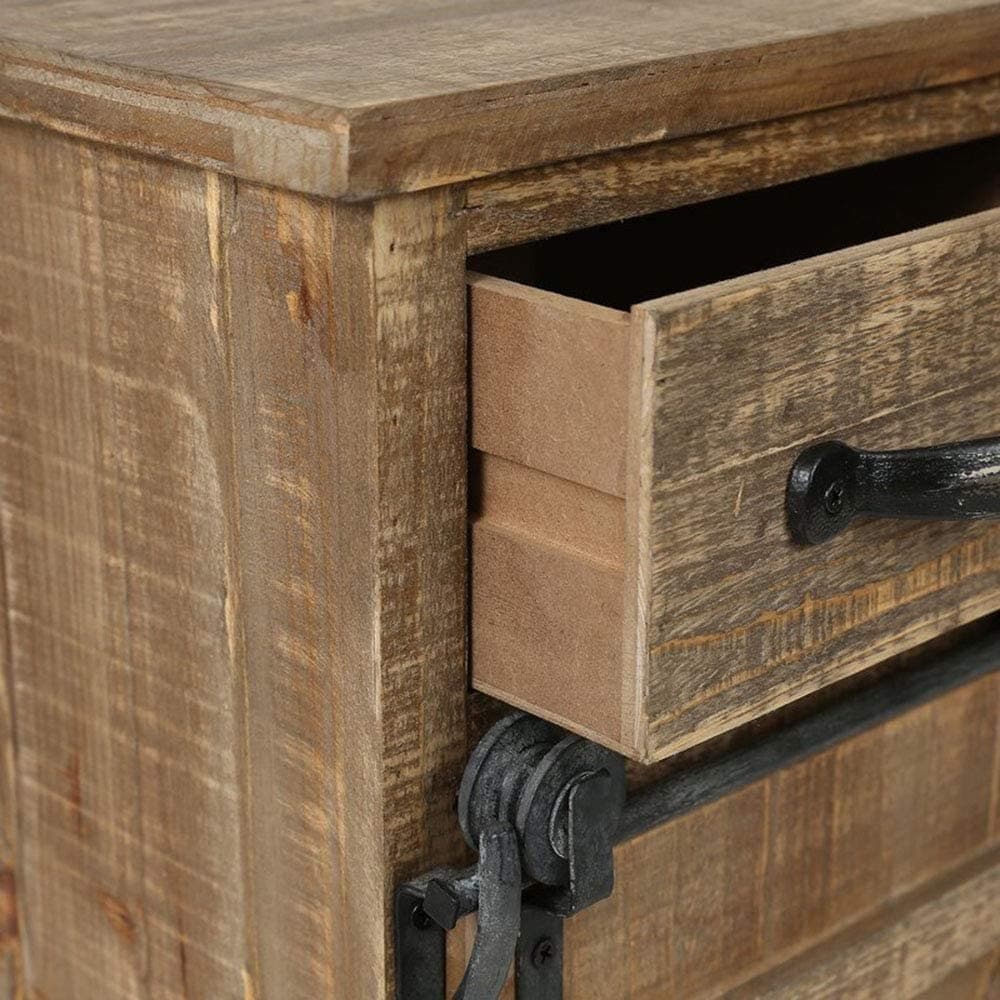 32''H Rustic Storage Cabinet with Sliding Barn Doors Hardware and 2 Drawers