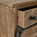 32''H Rustic Storage Cabinet with Sliding Barn Doors Hardware and 2 Drawers