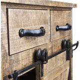 32''H Rustic Storage Cabinet with Sliding Barn Doors Hardware and 2 Drawers