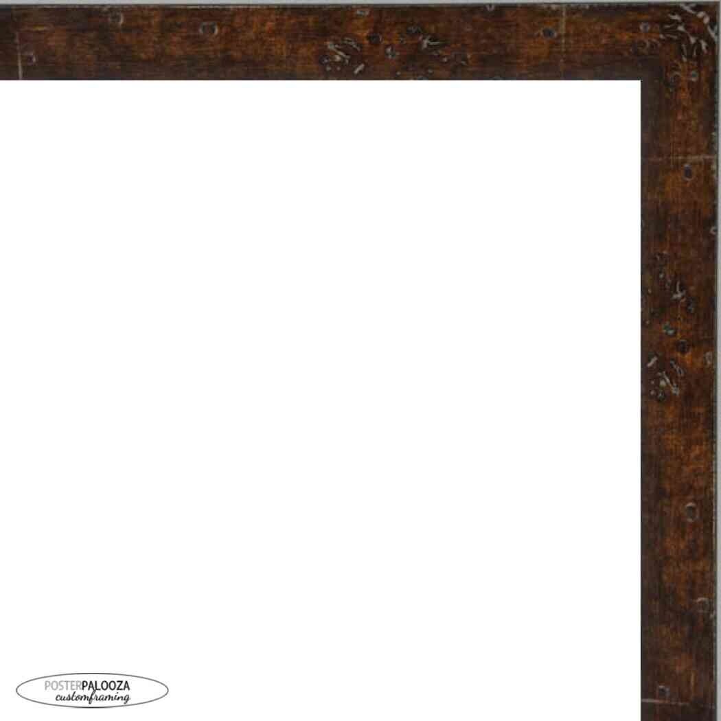 32x10 Contemporary Walnut Complete Wood Panoramic Frame with UV Acrylic, Foam Board Backing, & Hardware