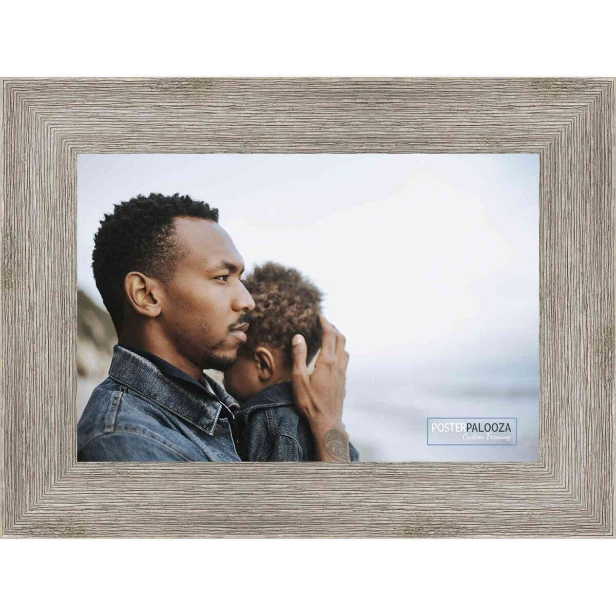 32x24 Distressed/Aged Contrast Grey Complete Wood Picture Frame with UV Acrylic, Foam Board Backing, & Hardware
