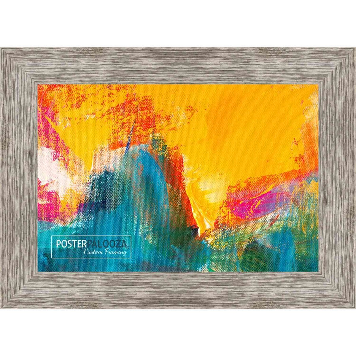 32x24 Distressed/Aged Contrast Grey Complete Wood Picture Frame with UV Acrylic, Foam Board Backing, & Hardware