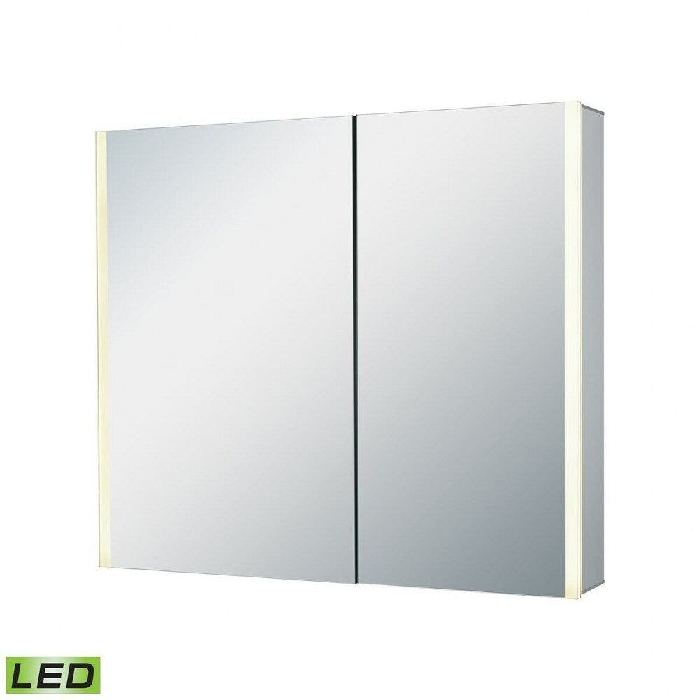 32x27 Inch LED Mirrored Medicine Cabinet Brushed Aluminum Finish - Brushed Aluminum