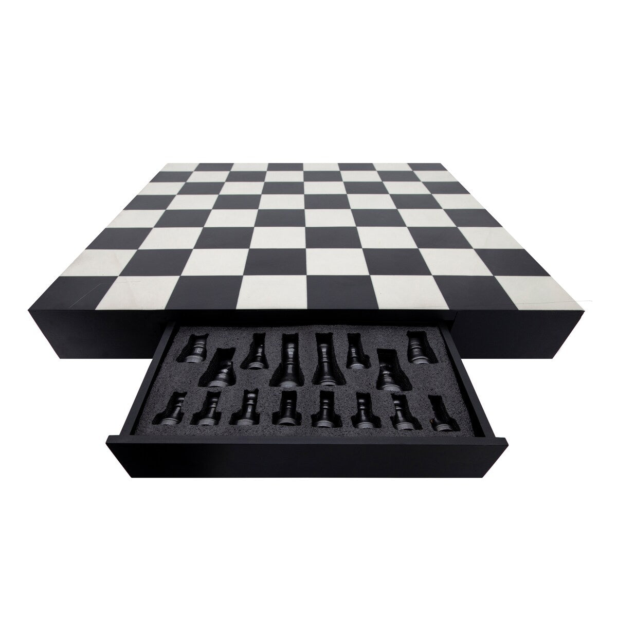 Sagebrook Home Modern 32x32 Resin Chess Set, Black, white - 32.0" x 32.0" x 16.0"