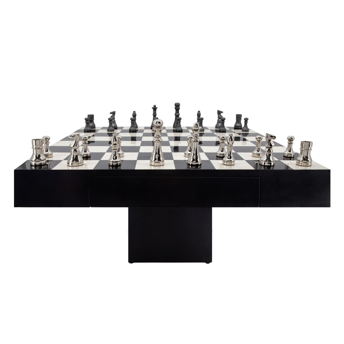 Sagebrook Home Modern 32x32 Resin Chess Set, Black, white - 32.0" x 32.0" x 16.0"