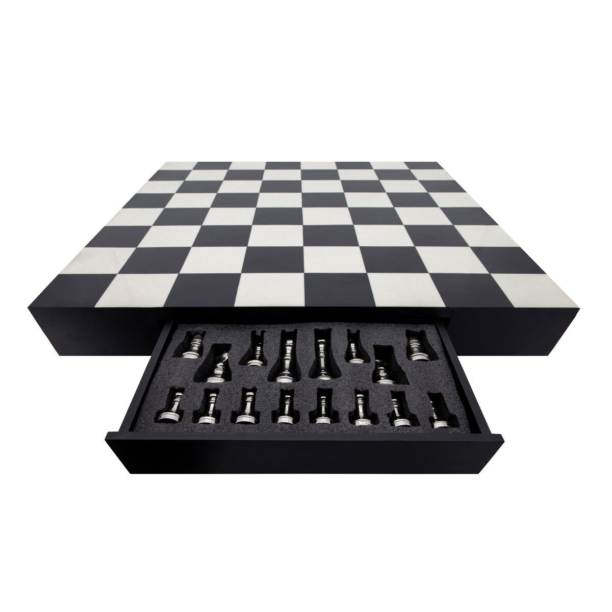 Sagebrook Home Modern 32x32 Resin Chess Set, Black, white - 32.0" x 32.0" x 16.0"