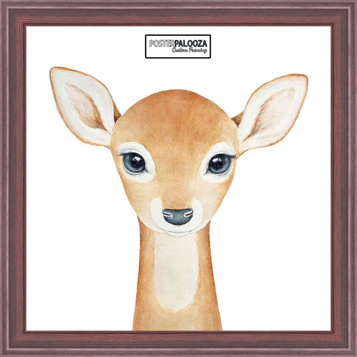 32x32 Traditional Mahogany Complete Wood Square Picture Frame with UV Acrylic, Foam Board Backing, & Hardware