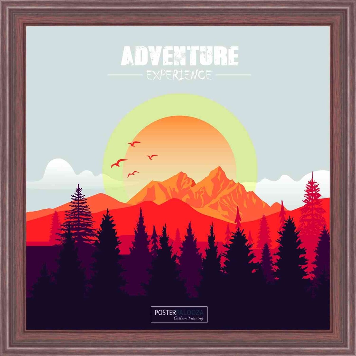 32x32 Traditional Mahogany Complete Wood Square Picture Frame with UV Acrylic, Foam Board Backing, & Hardware