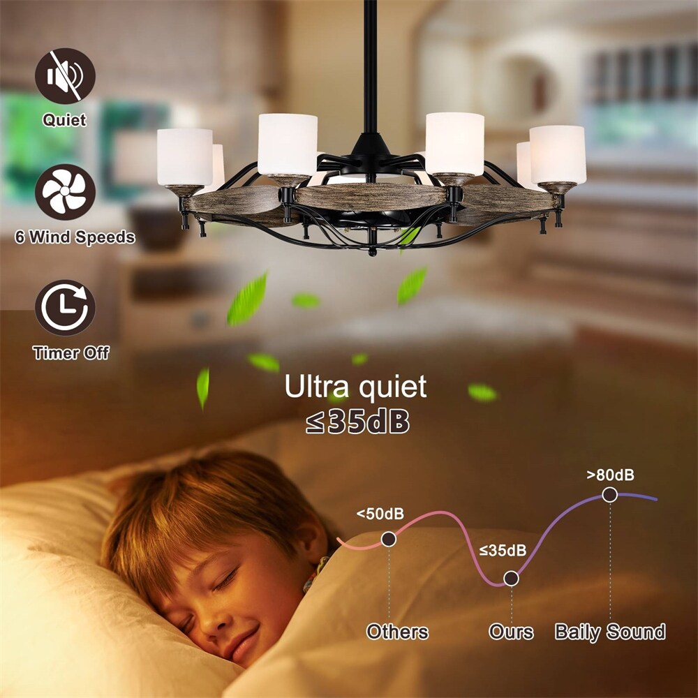 33 Inch Chandelier Ceiling Fan for Bedroom Dining Room