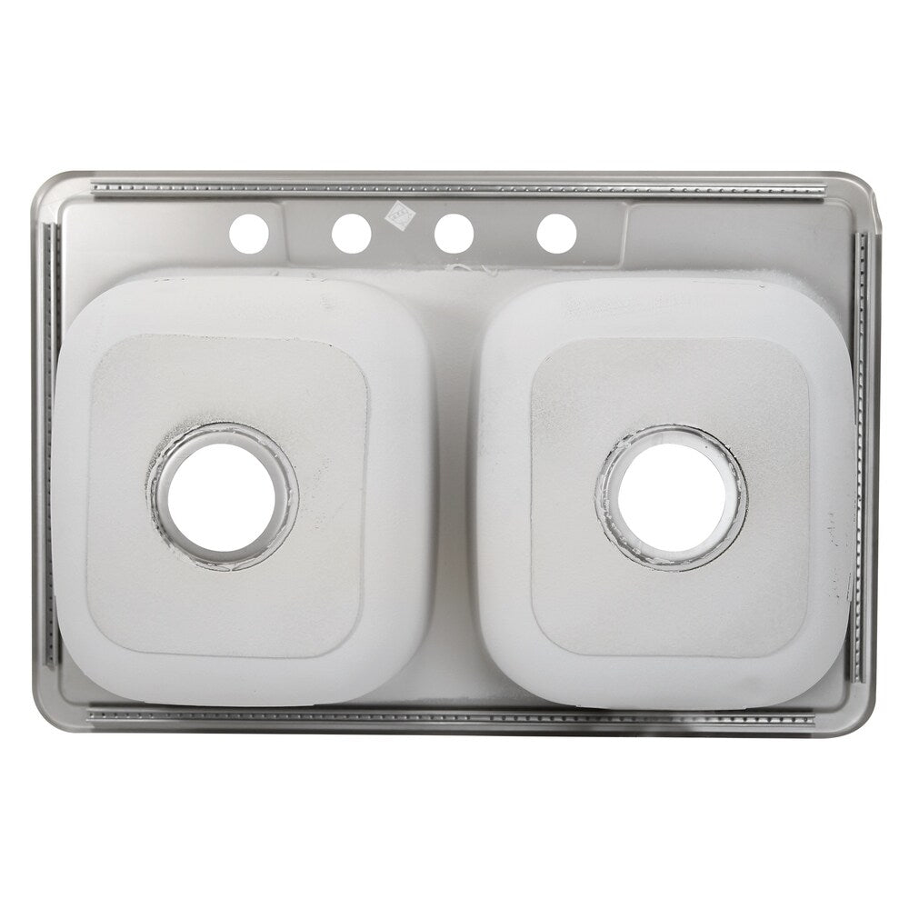 33 Inch Drop-In Stainless Steel Double Bowl Kitchen Sink - 33 x 22 x 8 inches