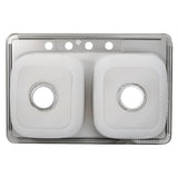 33 Inch Drop-In Stainless Steel Double Bowl Kitchen Sink - 33 x 22 x 8 inches