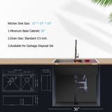 33 Inch Undermount Kitchen Sink Low Divide Double Bowl 50/50 Prep Workstation Sink 16 Gauge Stainless Steel Kitchen Sink Basin