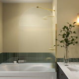 33 in. W x 58 in. H Fixed Framless Tub Shower Door in Rainbow Glass