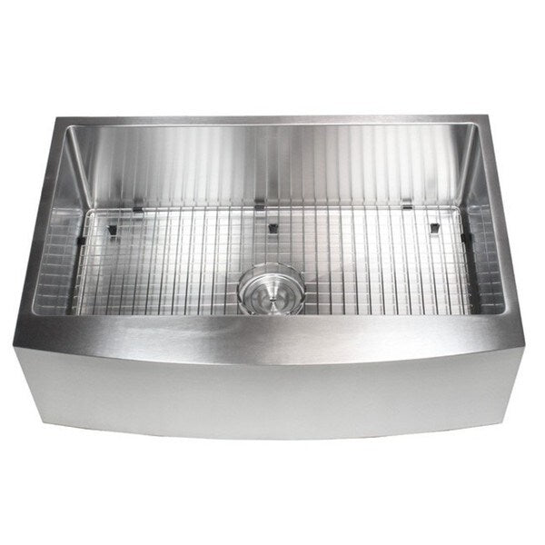 33-inch 15mm Curved Front Farm Apron Stainless Steel Single Bowl Kitchen Sink