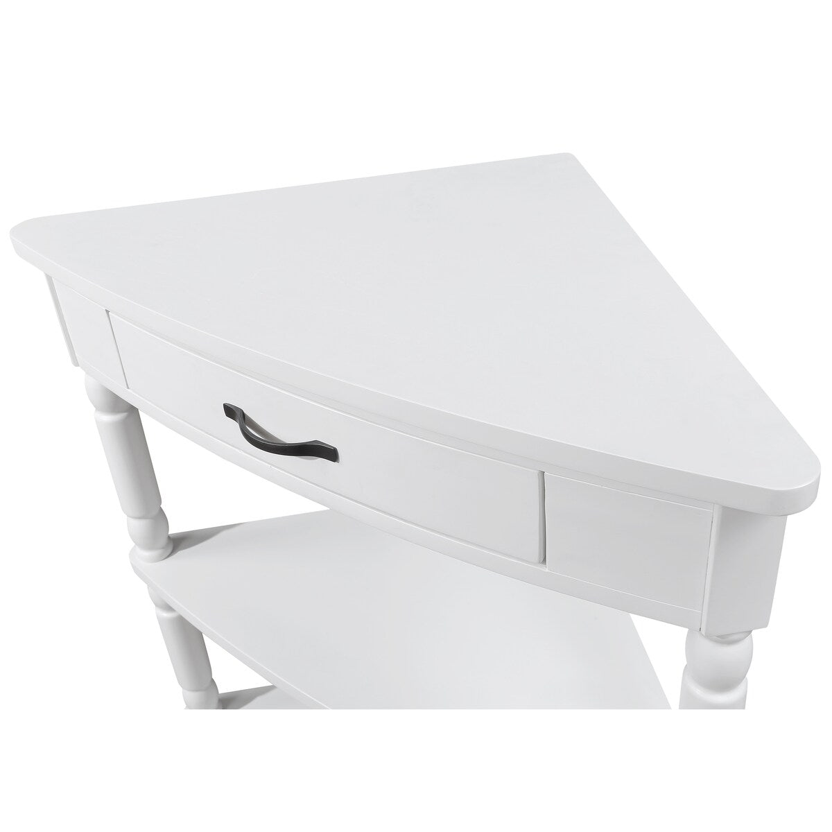 33.8"Small Triangle Corner Table,Wood Corner Side Table for Small Spaces,3 Tier End Corner Table with Solid Wood Legs