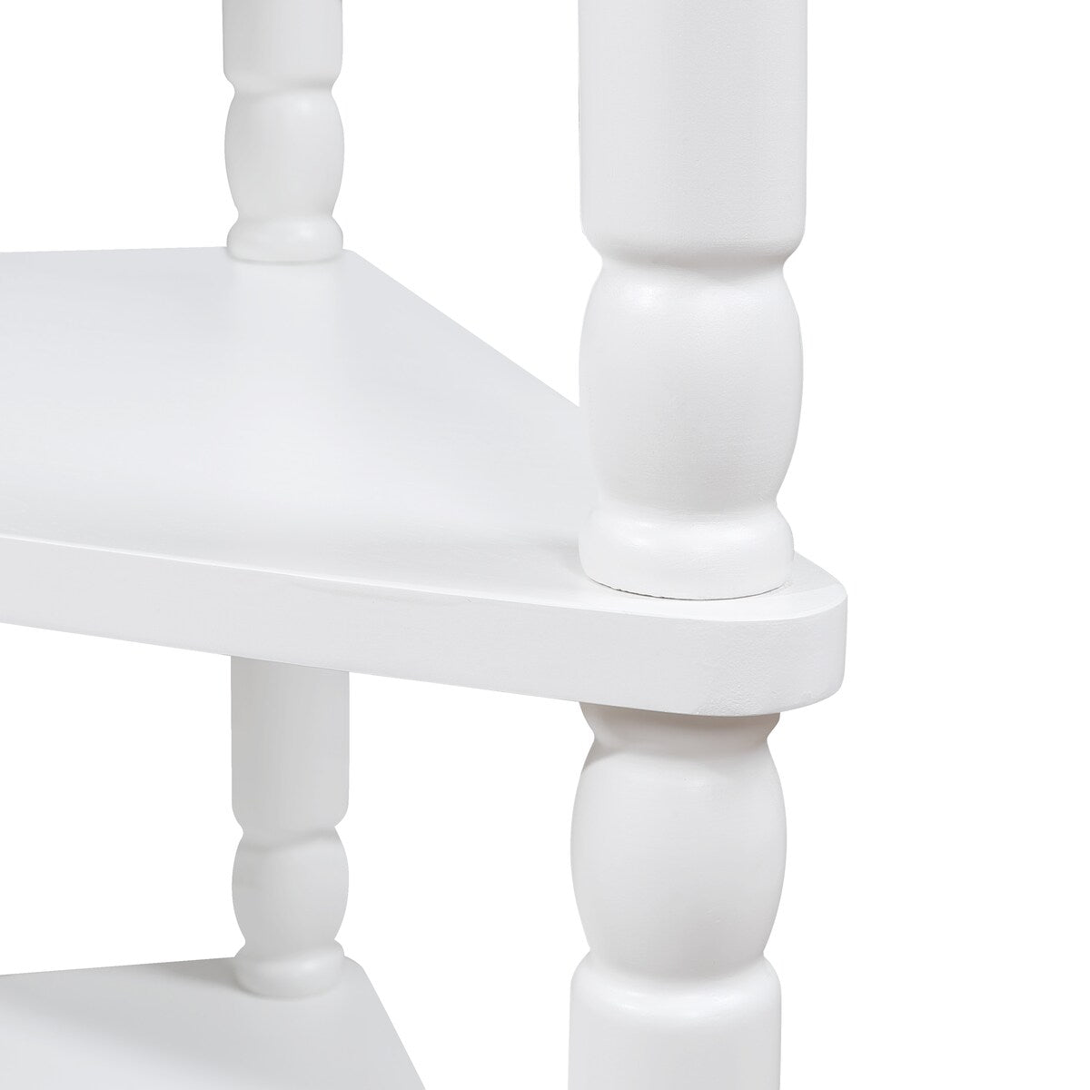 33.8"Small Triangle Corner Table,Wood Corner Side Table for Small Spaces,3 Tier End Corner Table with Solid Wood Legs