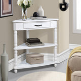 33.8"Small Triangle Corner Table,Wood Corner Side Table for Small Spaces,3 Tier End Corner Table with Solid Wood Legs