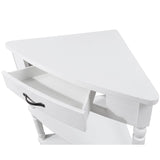 33.8"Small Triangle Corner Table,Wood Corner Side Table for Small Spaces,3 Tier End Corner Table with Solid Wood Legs