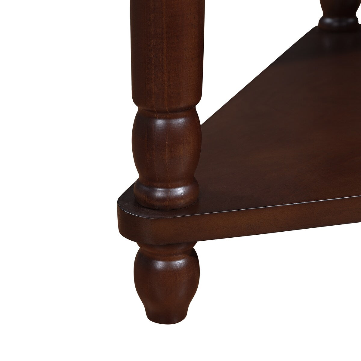 33.8"Small Triangle Corner Table,Wood Corner Side Table for Small Spaces,3 Tier End Corner Table with Solid Wood Legs