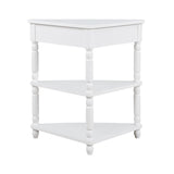 33.8"Small Triangle Corner Table,Wood Corner Side Table for Small Spaces,3 Tier End Corner Table with Solid Wood Legs