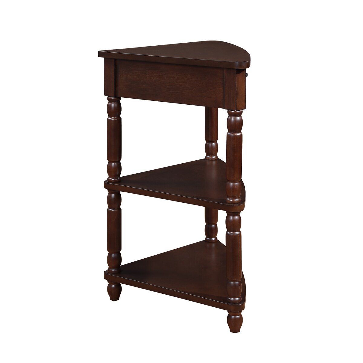 33.8"Small Triangle Corner Table,Wood Corner Side Table for Small Spaces,3 Tier End Corner Table with Solid Wood Legs