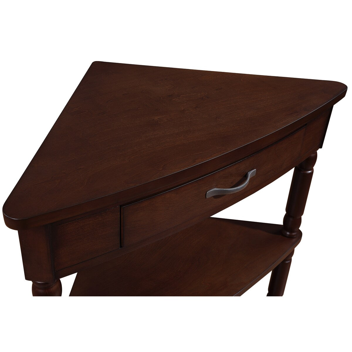 33.8"Small Triangle Corner Table,Wood Corner Side Table for Small Spaces,3 Tier End Corner Table with Solid Wood Legs