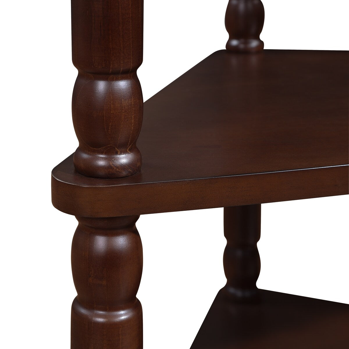 33.8"Small Triangle Corner Table,Wood Corner Side Table for Small Spaces,3 Tier End Corner Table with Solid Wood Legs