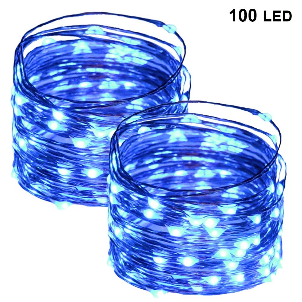 33FT 100 LED Copper Wire String Lights Blue - Medium