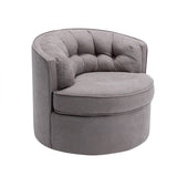 33" Wide Tufted Linen Swivel Barrel Chair