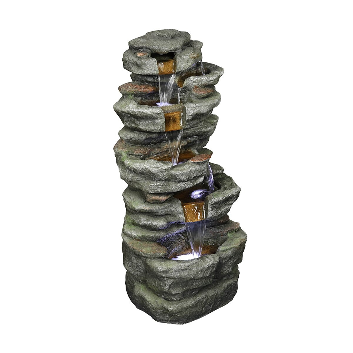 33"H Outdoor Rock Water Fountain with LED Lights