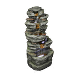 33"H Outdoor Rock Water Fountain with LED Lights
