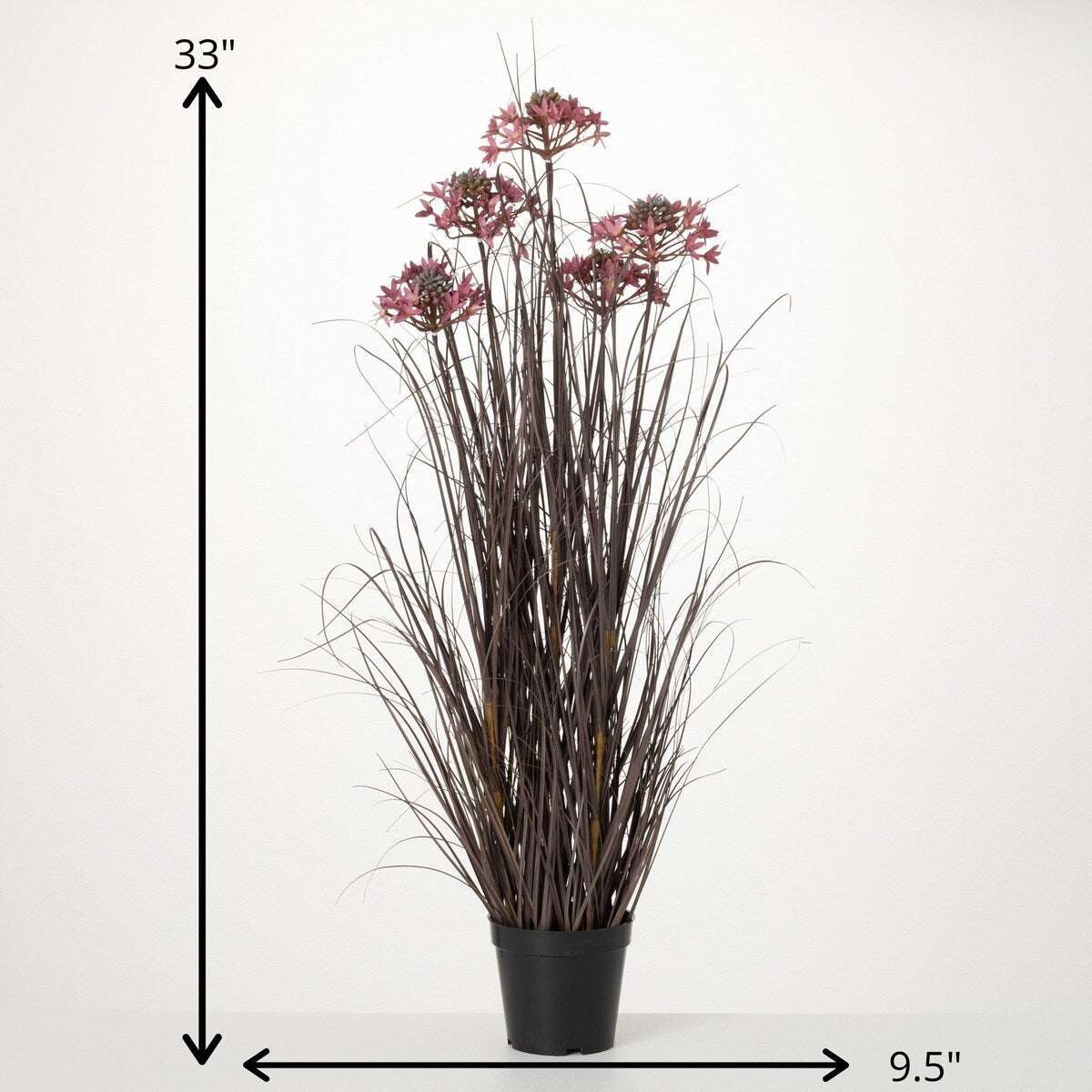 33"H Sullivans Tall Potted Rustic Grass, Red - 9.5"L x 9.5"W x 33"H